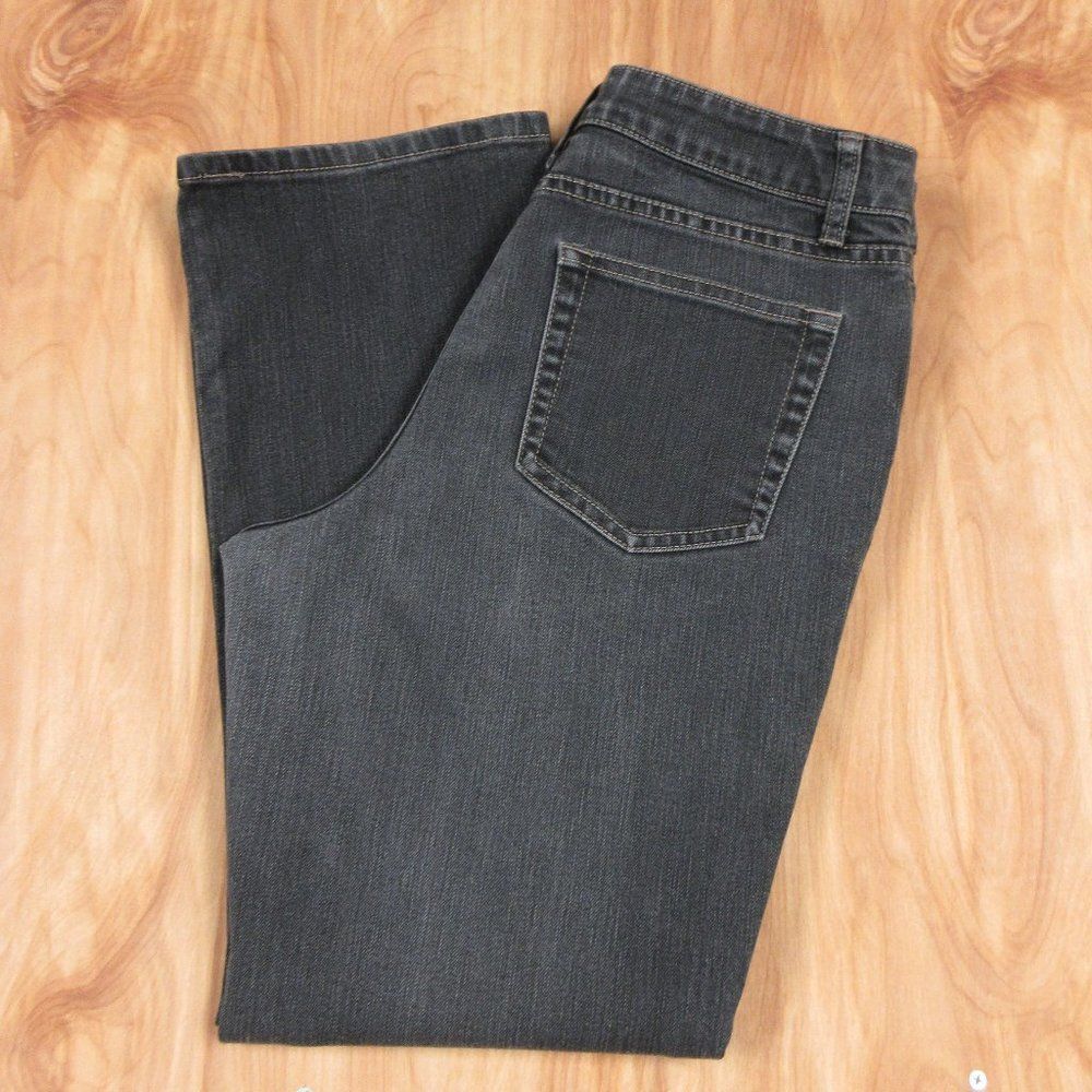 COLDWATER CREEK Classic Waist ShapeMe Straight Leg Jeans Sz 8 PETITE Black Denim
